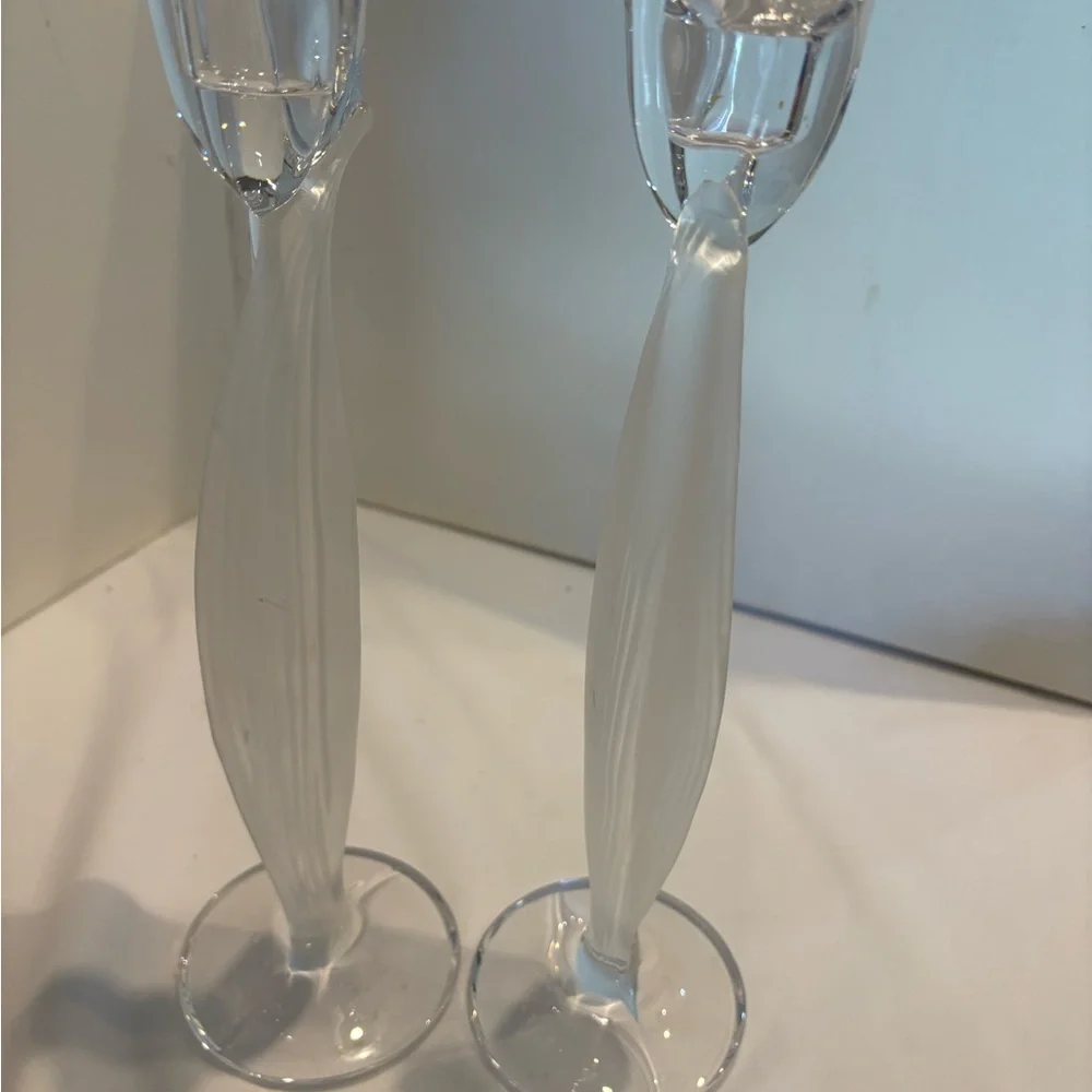 Elegant Glass Candle Holders Set of 2 Mikasa Tulip Crystal candle Holders - Picture 4 of 10